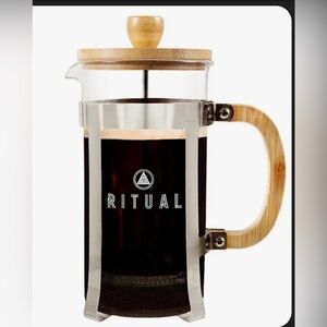 NIB Coffee Tea French Press Kitchenware Stainless Steel Glass Hardwood
